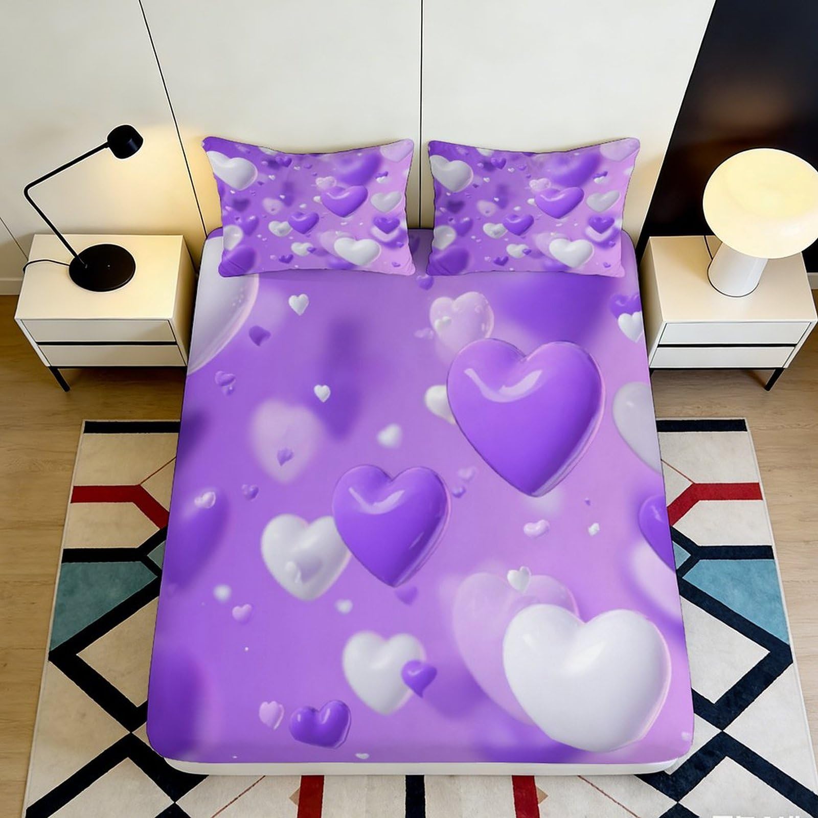 3D Printed Cyber City Fitted Sheet Microfiber Deep Pocket Non-Slip Urban Mattress Fitted Cover Full Wrap Washable for Home Bedroom 140x200x25cm