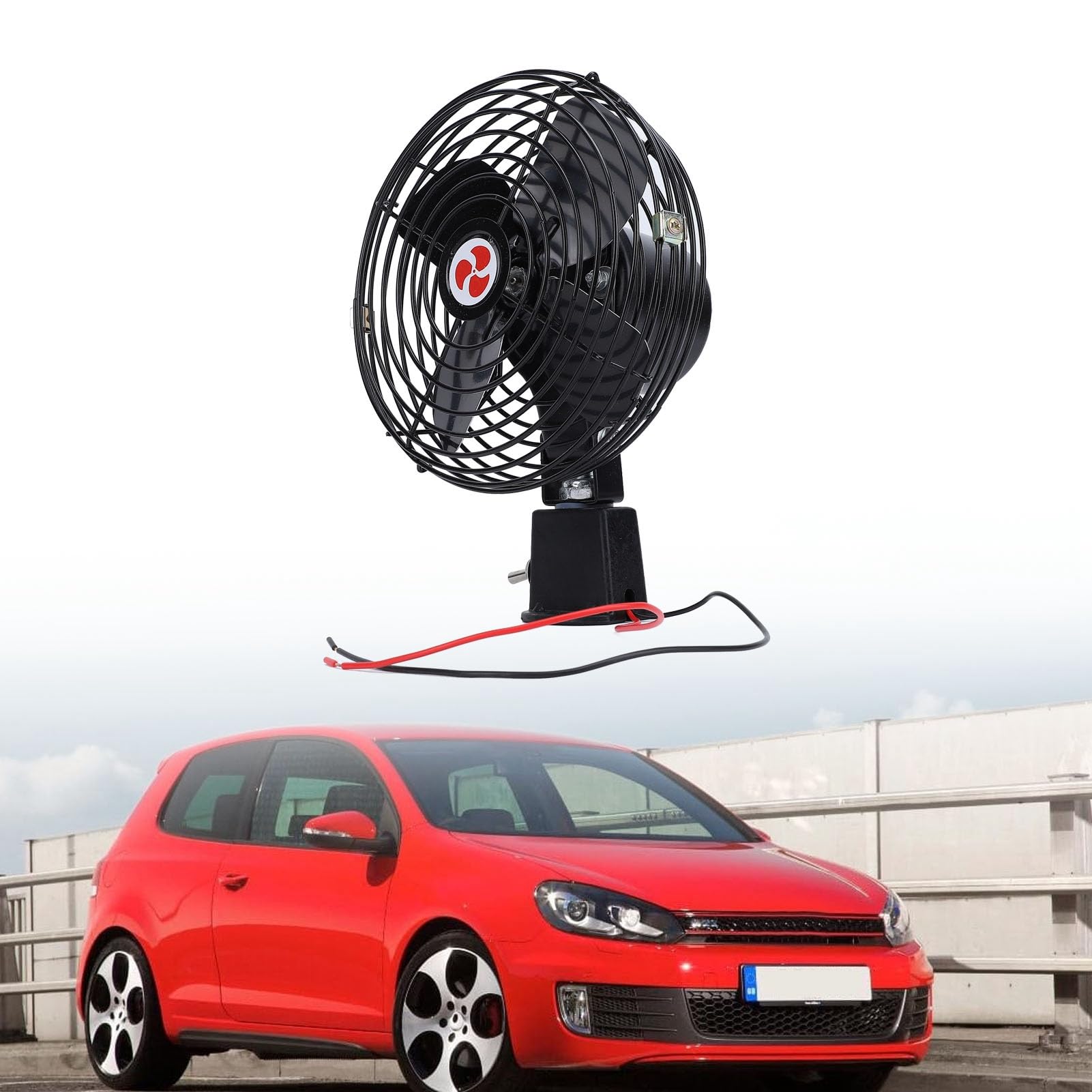 Ventilateur de Refroidissement 12 V pour Camping-Car, Ventilateur Silencieux en Métal pour Voiture avec Interrupteur à 2 Vitesses, Robuste pour Camping-Car, Camion, Bateau (8 Pouces)
