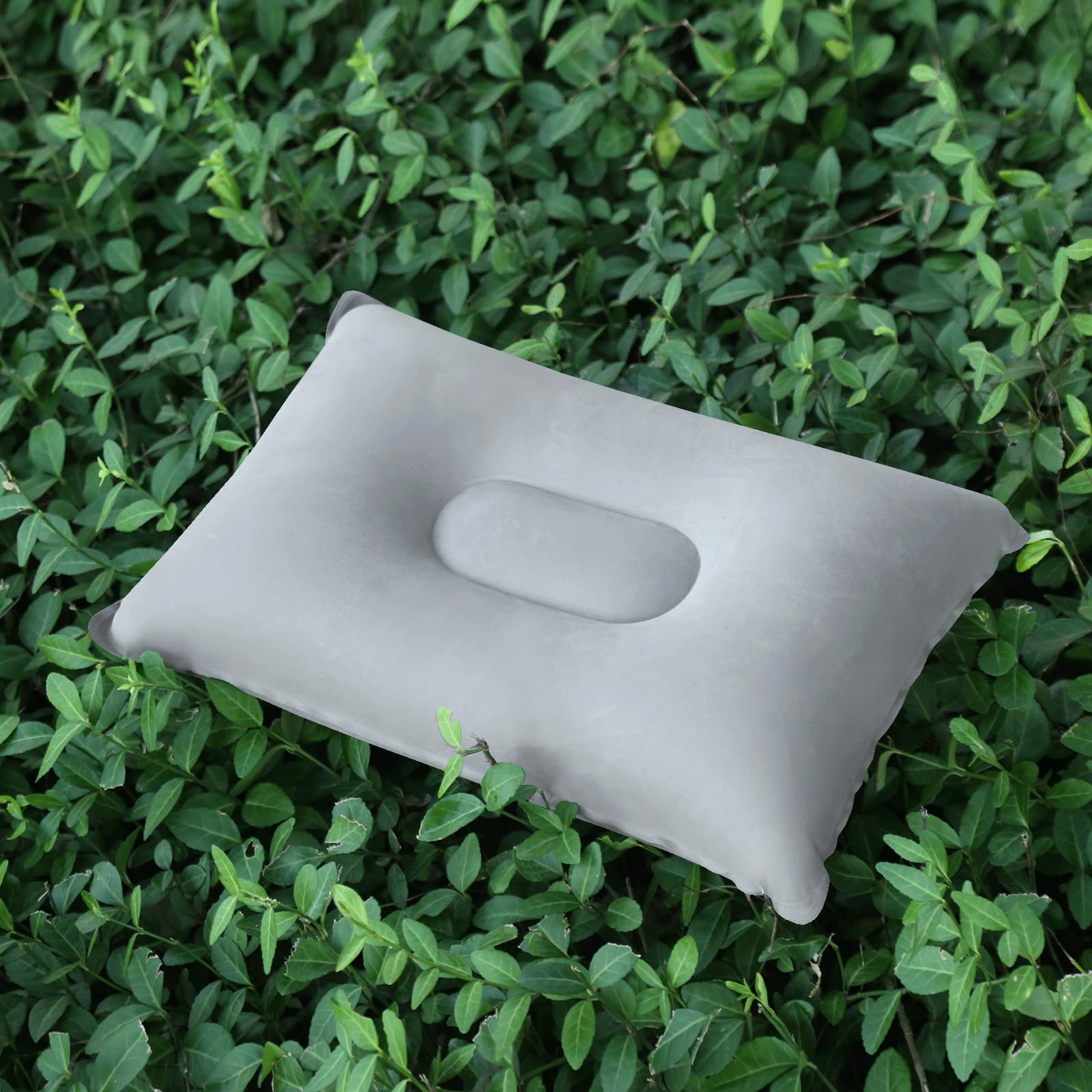 2X Almohadas de Camping Hinchables Almohada de Viaje Ultraligera Almohada de Playa, Senderismo Gris 34x22 cm