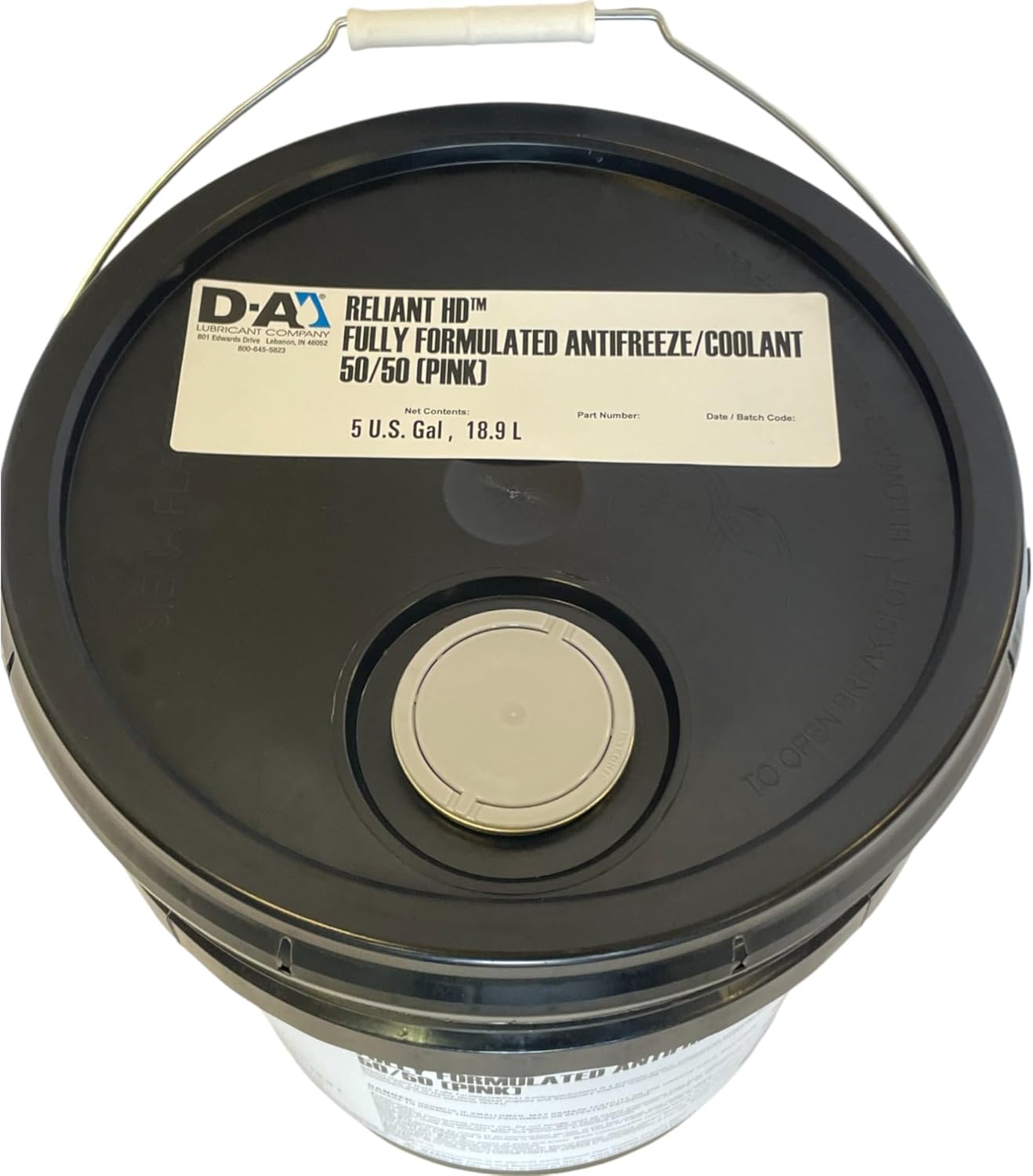 D-A LUBRICANT COMPANY Reliant HD Antifreeze | 88357 | Fully Formulated Antrifreeze/Coolant | 50/50 Pink Blend Antifreeze | 5 Gal. Pail w/Spout