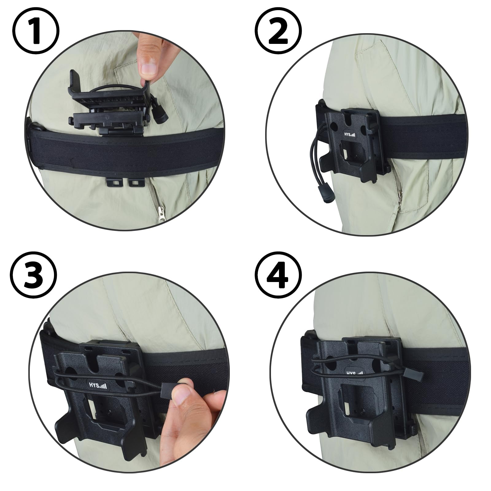 HYS Soporte Walkie Talkie con sistema Molle para cinturones, mochilas, compatible con radio de mano Baofeng Quansheng Motorola y micrófono de altavoz (H-MOLLEBELT)