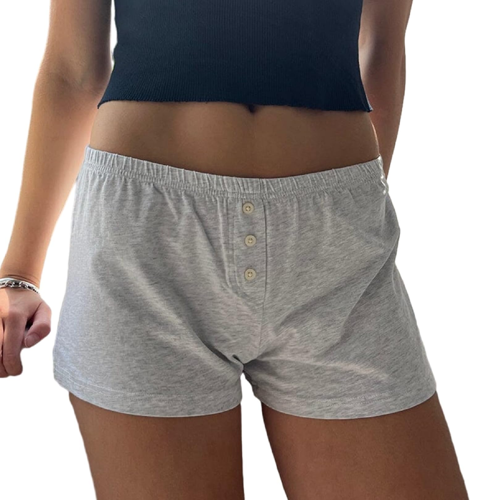 NUFIWI Women Lounge Shorts Button Floral Print Y2k Low Rise Sexy Micro Shorts Slim Fit Pajama Bottoms Cute Sleep Shorts