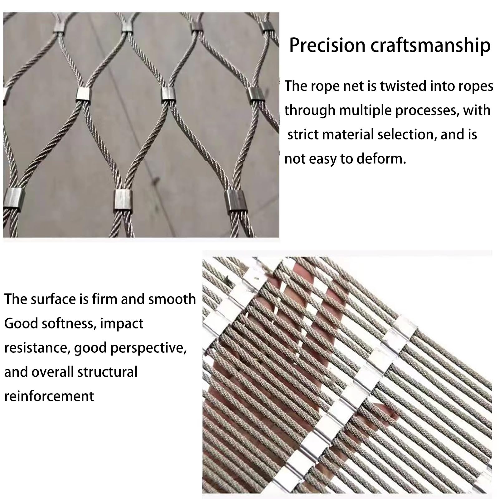 304 Malla de Cuerda de Acero Inoxidable,Red de Seguridad para Balcones,Valla Metálica para Terrazas,Flexible Cable de Malla de Acero Inoxidable，malla metalica，malla ganadera,vallas metalicas(Wire diam