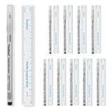 JimKing 10pcs Tattoo Marker Pen, Surgical Microblading Marker Pen with Paper Ruler, Waterproof Disposable Tattoo Marker for Skin, Eyebrow, 0.5mm Head, Blue