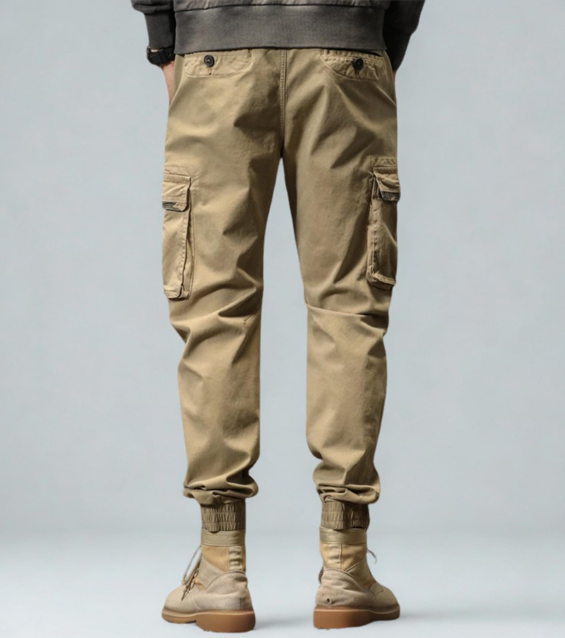 L'MONTE Imported Cargo Joggers for Men | Cotton Cargo Pants for Men | Slim Fit Casual Jogger Pants | Elastic Waist Stretch Trousers(32,Khaki) 3