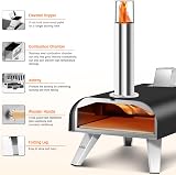 BIG HORN OUTDOORS 12 Inch Wood Pellet Pizza Oven, Portable Black Outdoor Pizza Oven with Pizza Stone, Wood Fired Pizza Grill for Garden & Camping - 6