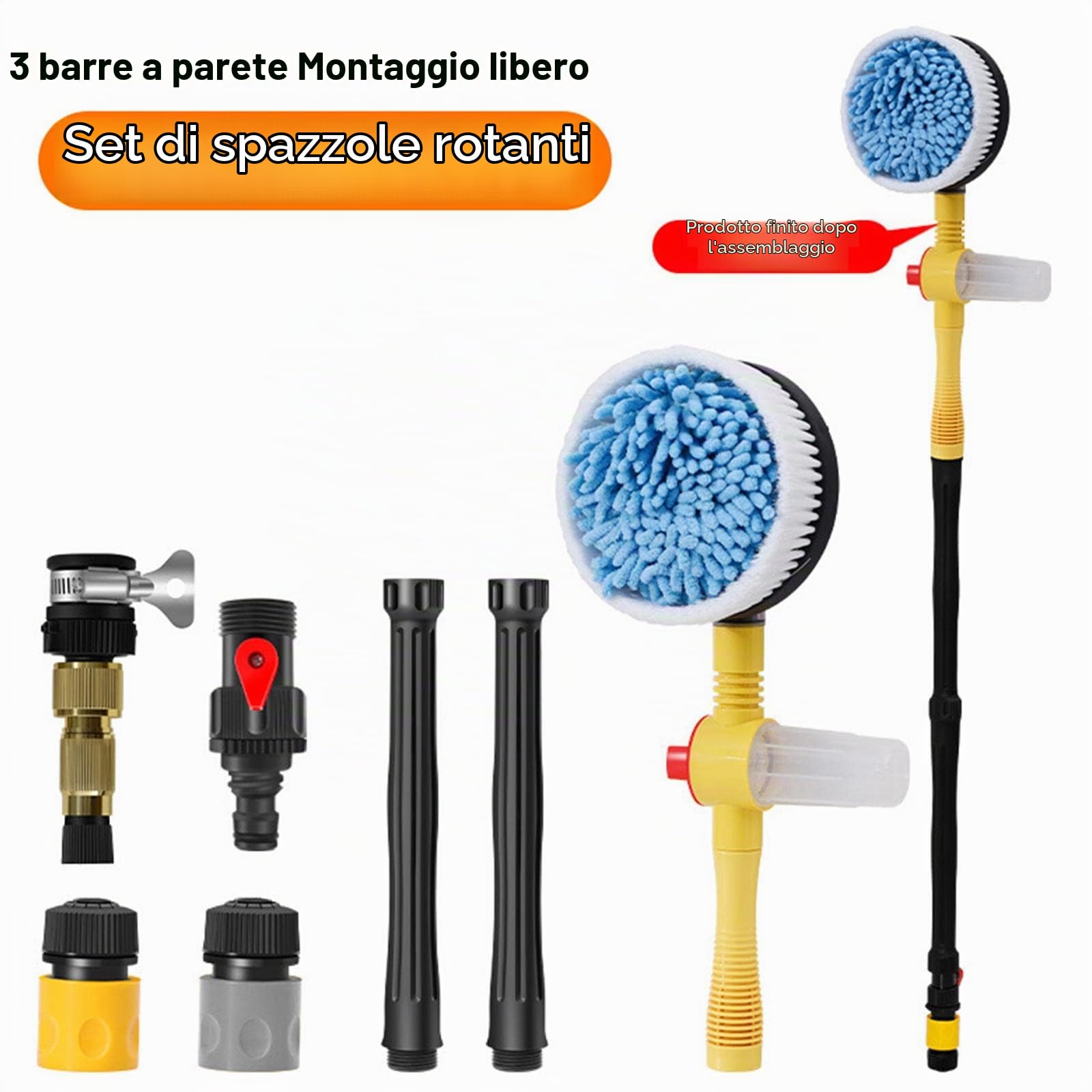 Kit di spazzole rotanti per lavaggio auto Microfibra Quick Connect Regolabile a 360 gradi idropulitrice ad alta pressione per la pulizia del vetro