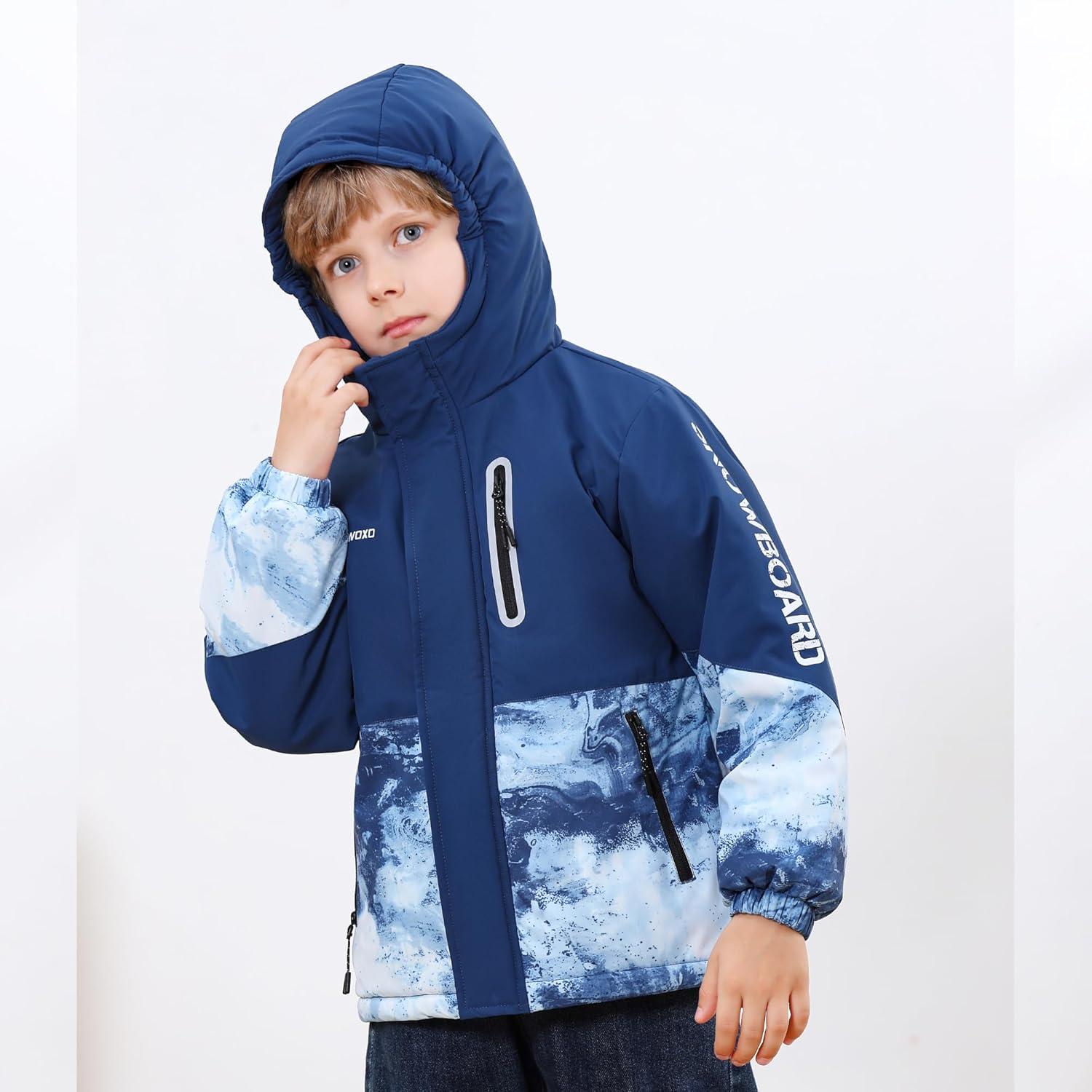 Boys' Waterproof skiing Jacket - Winter Fleece Lined Snowboarding Coat with Hood, Windproof Thermal Outer Shell for Kids - Image 7