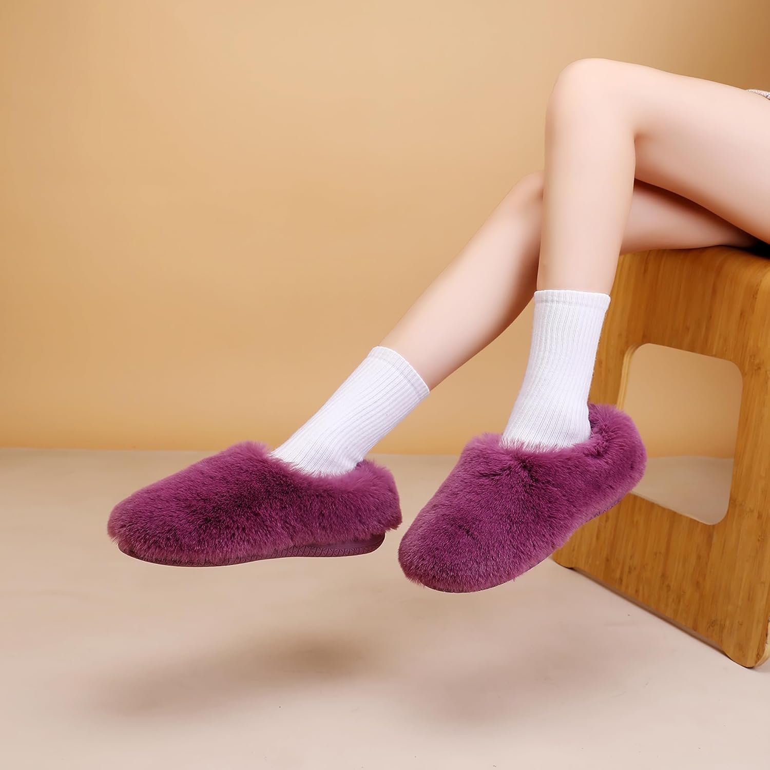 Onmygogo Women's Fuzzy Memory Foam Slippers, Faux Fur Winter Slippers, Slip-On Warm House Shoes for Indoor & Outdoor - Image 3