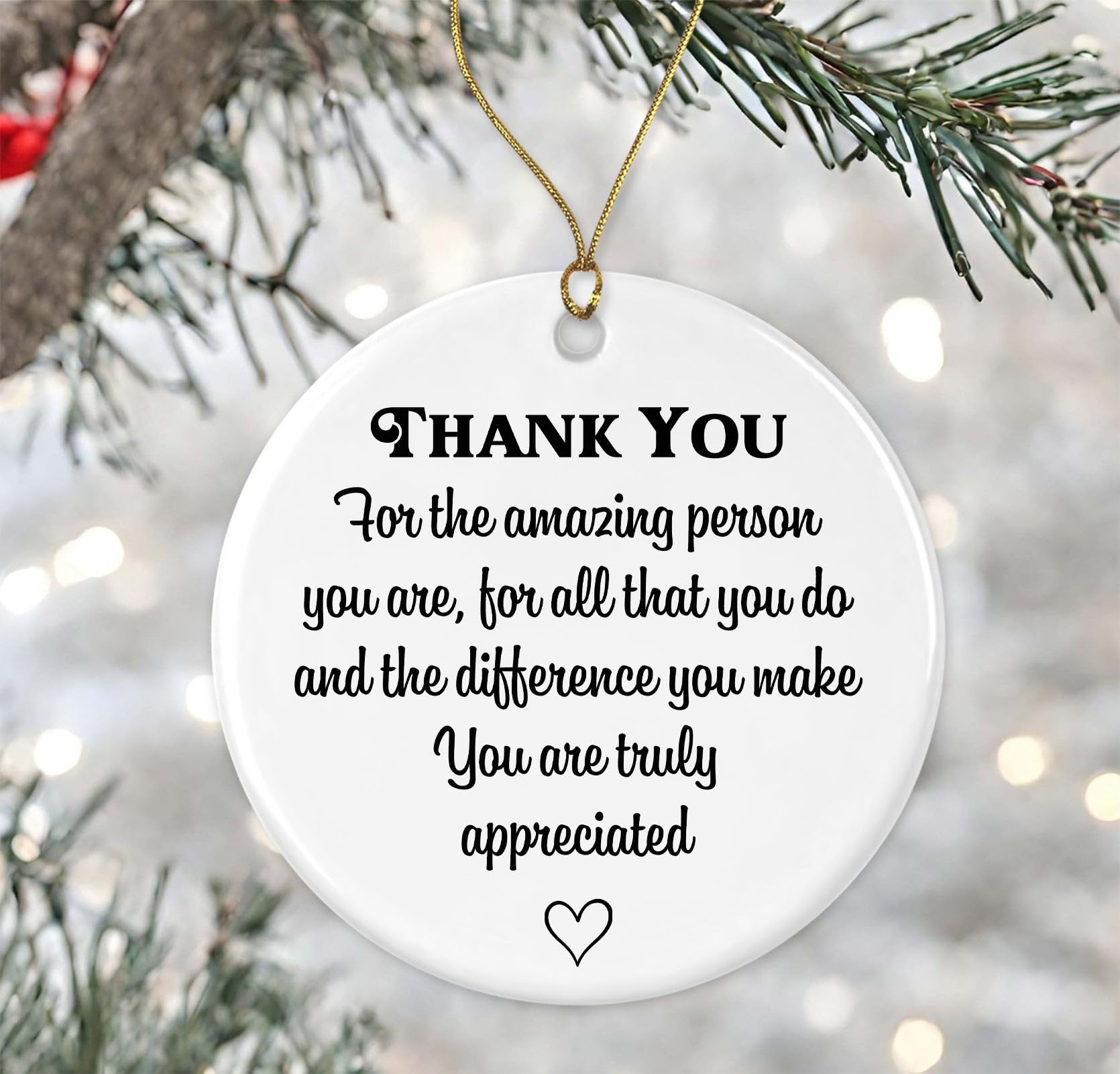 Cadeau pour ami et enseignant avec l'ornement imprimé Thank You double face