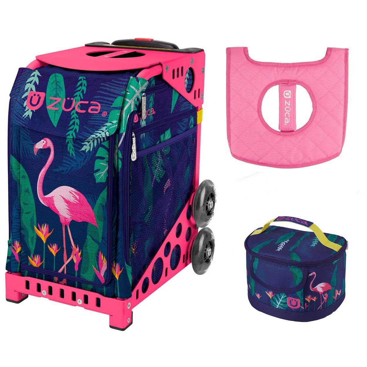 ZUCA Flamingo Sport Insert Bag with Pink Frame, Gift Lunchbox & Seat Cushion