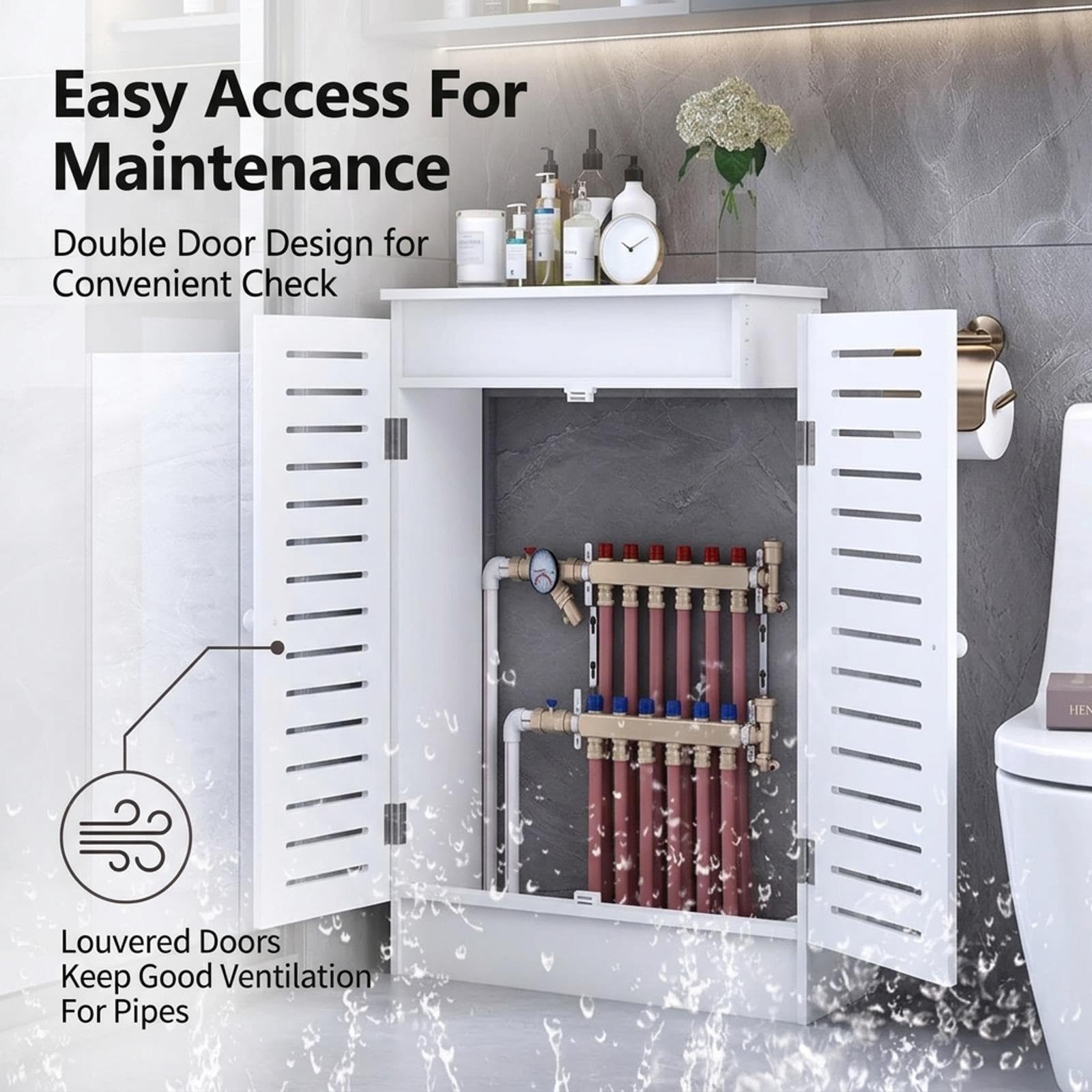 Copriradiatori Moderni con Ante, mobiletto Traspirante per termosifoni a Vapore, Elegante complemento d'arredo e scaffalatura Interna Funzionale STO Solut.