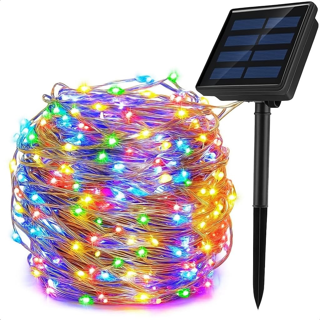 JASIFS Solar Fairy Color String Light 200 LEDs 20meter Inbuilt Rechargable Batery Waterproof 8 Mode Copper Wire for Indoor Outdoor Garden Yard Balcony Diwali Christmas Party & Led Light (multi-colour)-image-12