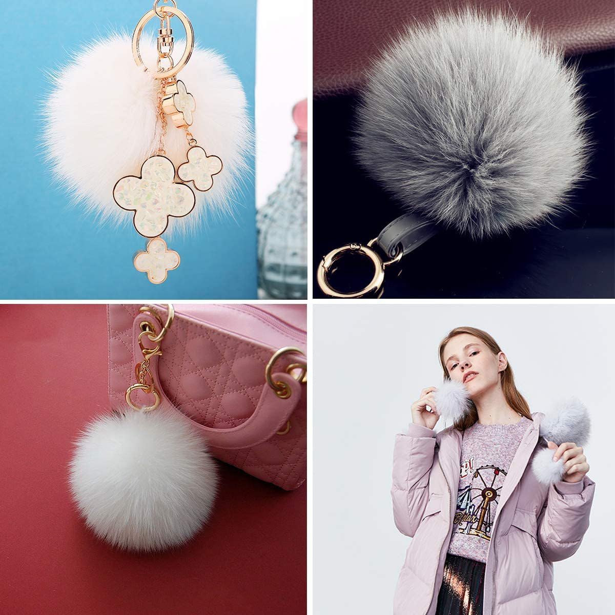 Pack of 12 8-9 cm Faux Fur Pompoms, Faux Fur Pompoms for Crafts Artificial Fur Pompoms, Fluffy Pompoms for Crafts DIY - Image 2