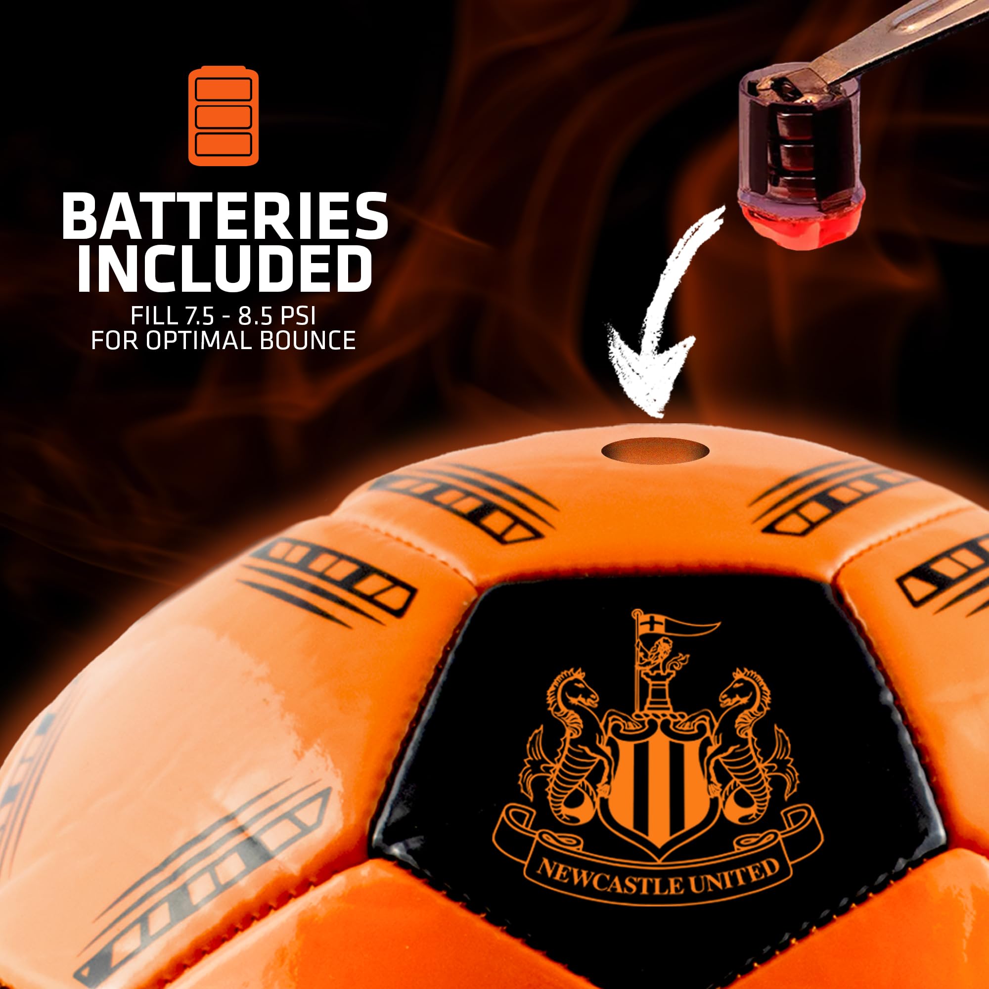 Hy-Pro Arsenal Newcastle United - Balón de fútbol con Luces LED Que Brillan en la Oscuridad, con Apagado automático, Apto para Todas Las Edades
