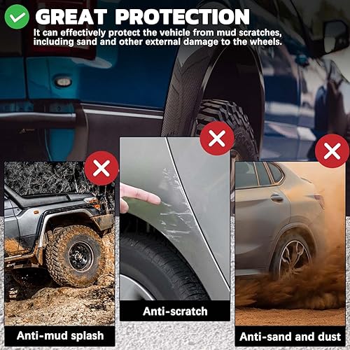 Miniatura 3 de DREAMIZER 4 guardabarros flexibles universales para coche, kit de carrocería extra ancha, arcos de rueda (4 piezas de 1.969 in satinado)