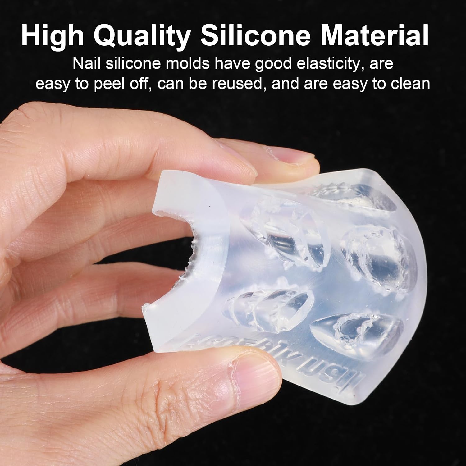 Ymapinc Silicone Nail Art Molds with Carving Pen | 3D Bow Shell Beaded Chain Heart Mold, Nail Sculpting Tool for Women DIY Gel Art