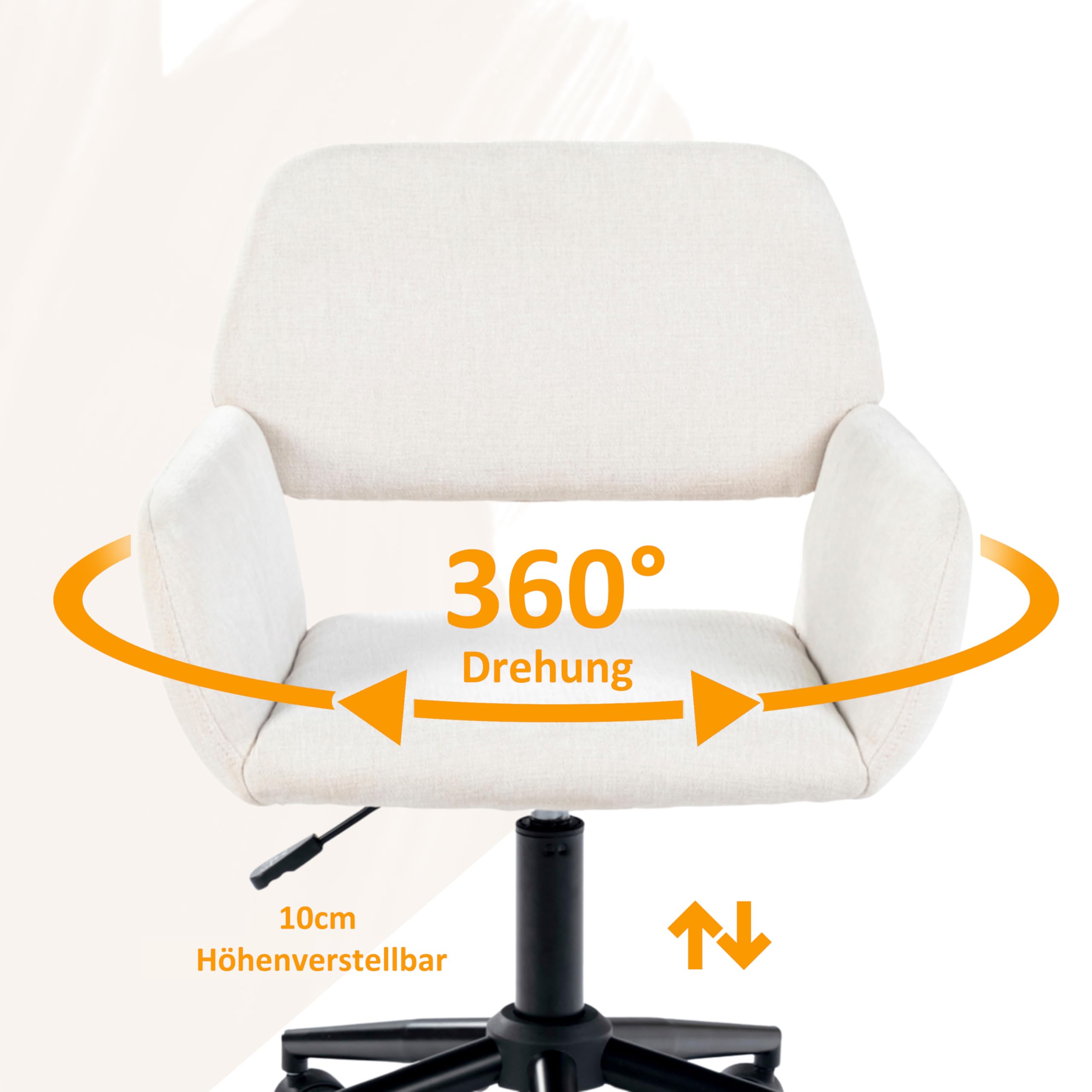 Ergonomiczne obrotowe krzesło w kolorze beżowym szenilowym – regulowana wysokość i miękkie wyściełanie, idealne do domowego biura i nauki, funkcja obracania i regulacji wysokości