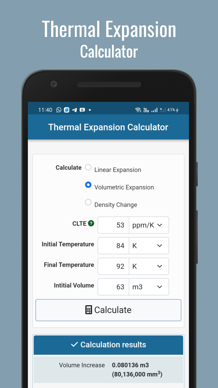 Thermal Expansion CalculatorAmazon.co.ukAppstore for Android
