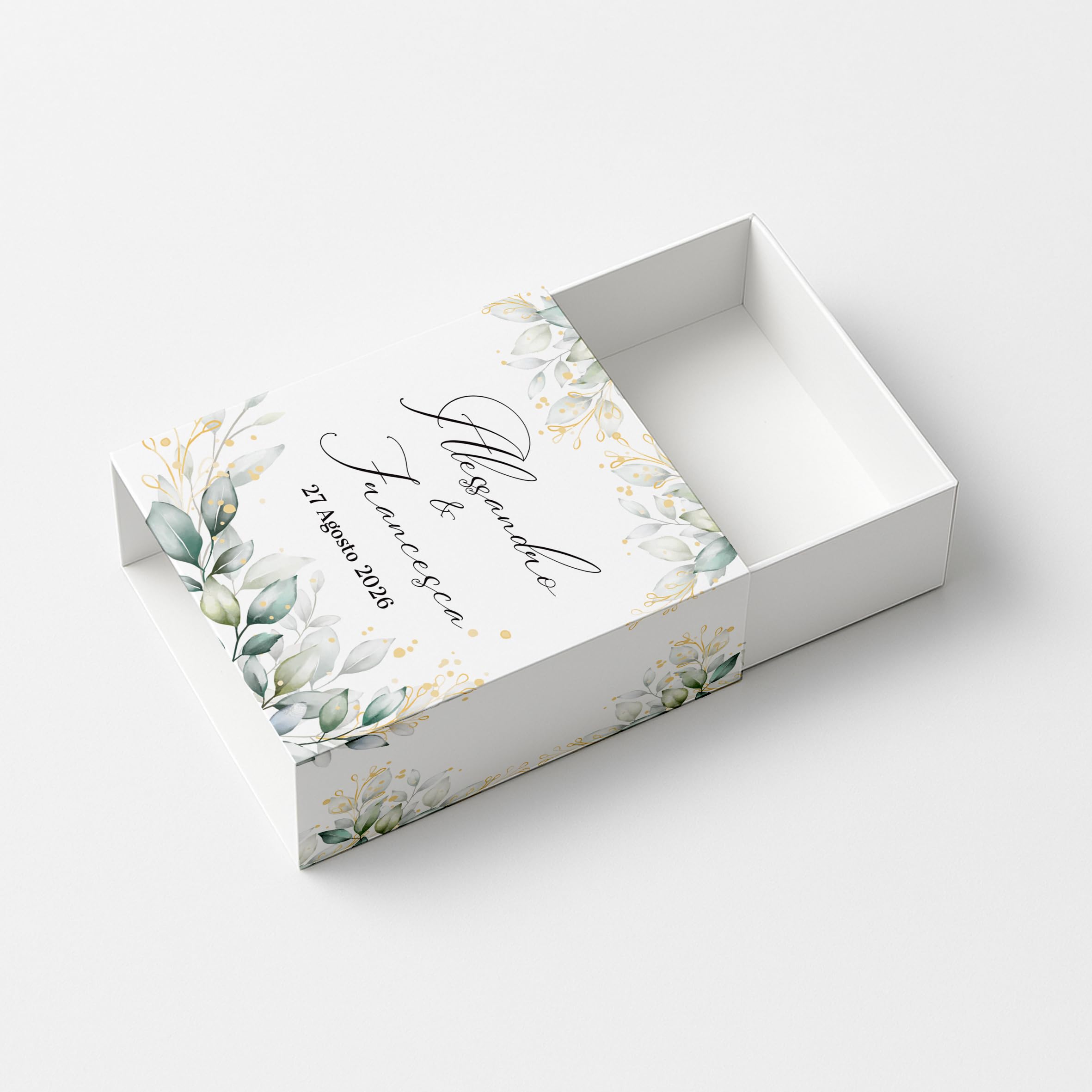 PV Grafik Set da 24 Pz Scatoline Porta Confetti Matrimonio Personalizzate, Bomboniera Portaconfetti Sposi, Bigliettini Inclusi, Regalo Invitati Nozze, Promessa, Anniversario(TiraM11)