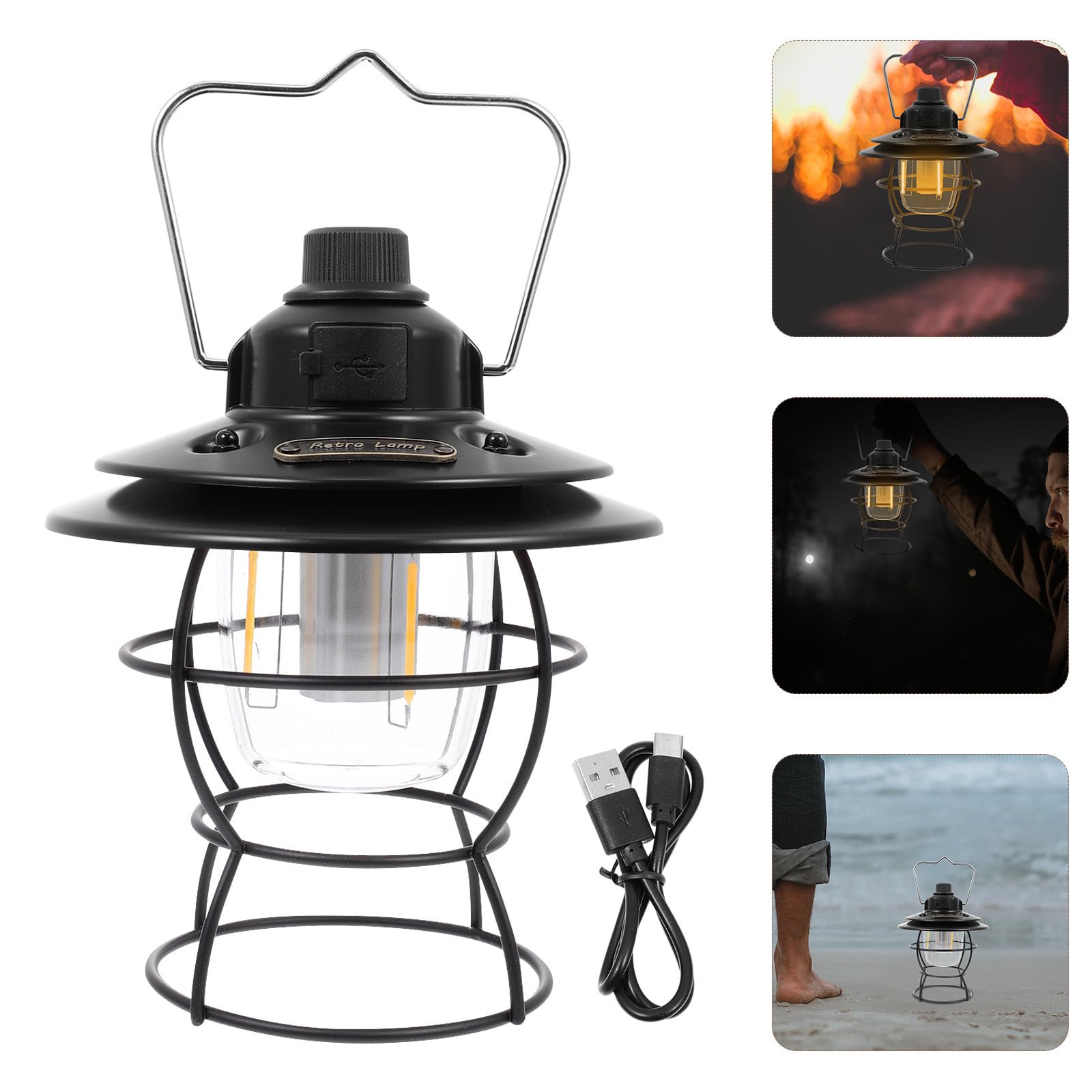 Lampada da Campeggio Multifunzione Portatile LED per Emergenze | Uso Esterno e Viaggi, Struttura in Lega Nera, Luce Sufficiente, Basso Consumo, Facile da Usare