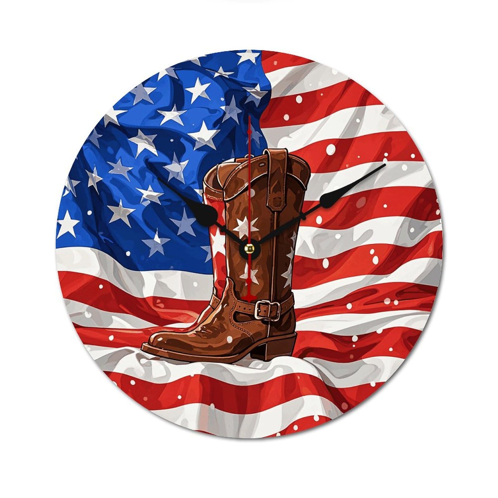 Horloge murale moderne pour salon et bureau style cowboy en bois