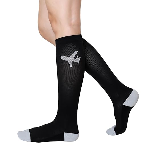 Travel Compression Socks for Women & Men, 20-30 mmHG, Graduated Compression for Flight Travel M