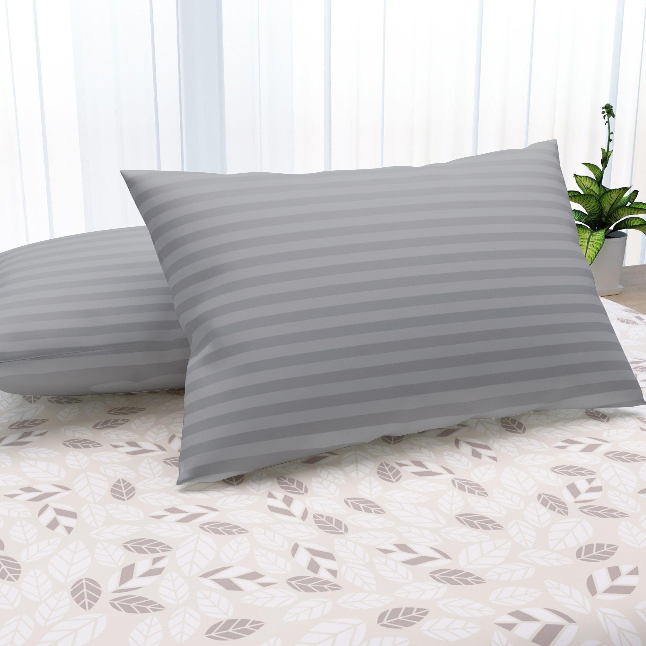 LA VERNE Microfiber Virgin Microfibre Blown Technology Filled Luxurious Anti Bacterial Cloth Sleeping Pillow (Grey, Pack of 2)-image-17