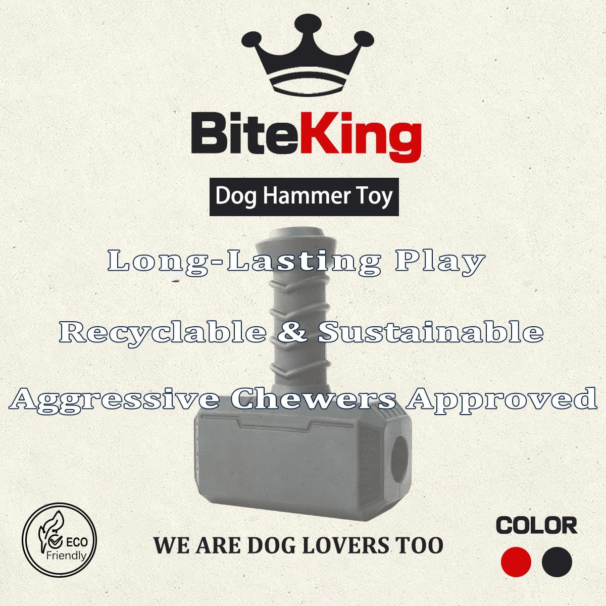 Hundespielzeug aus Naturkautschuk für große aggressive Kauer, lebenslanger Ersatz, unzerstörbares Apportier-Leckerli-Spielzeug für große Hunde, langlebiges Hammer-Hunde-Kauspielzeug für