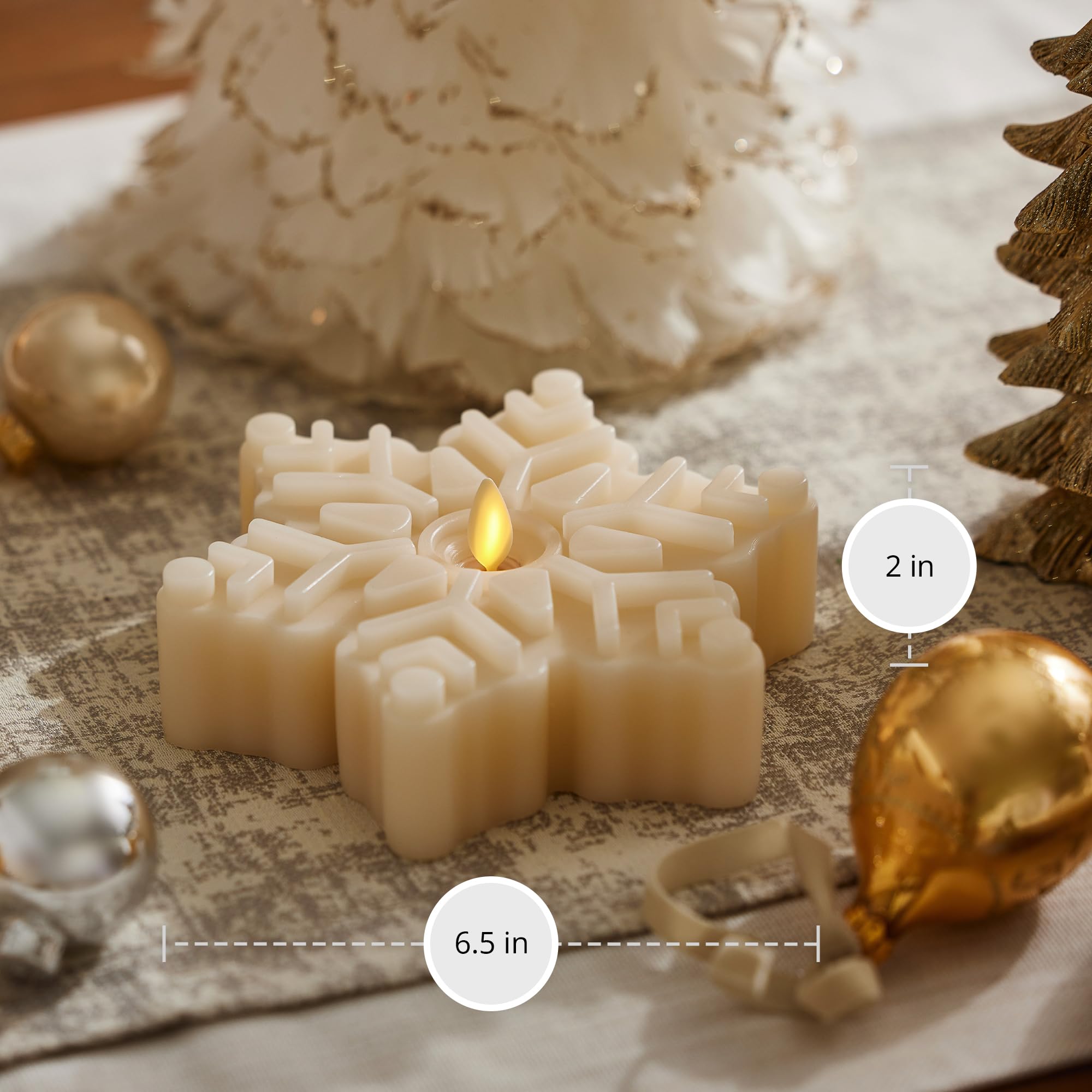 Luminara White Swan - Candela senza fiamma a forma di fiocco di neve, 16,5 x 5,1 cm, candela a LED a batteria