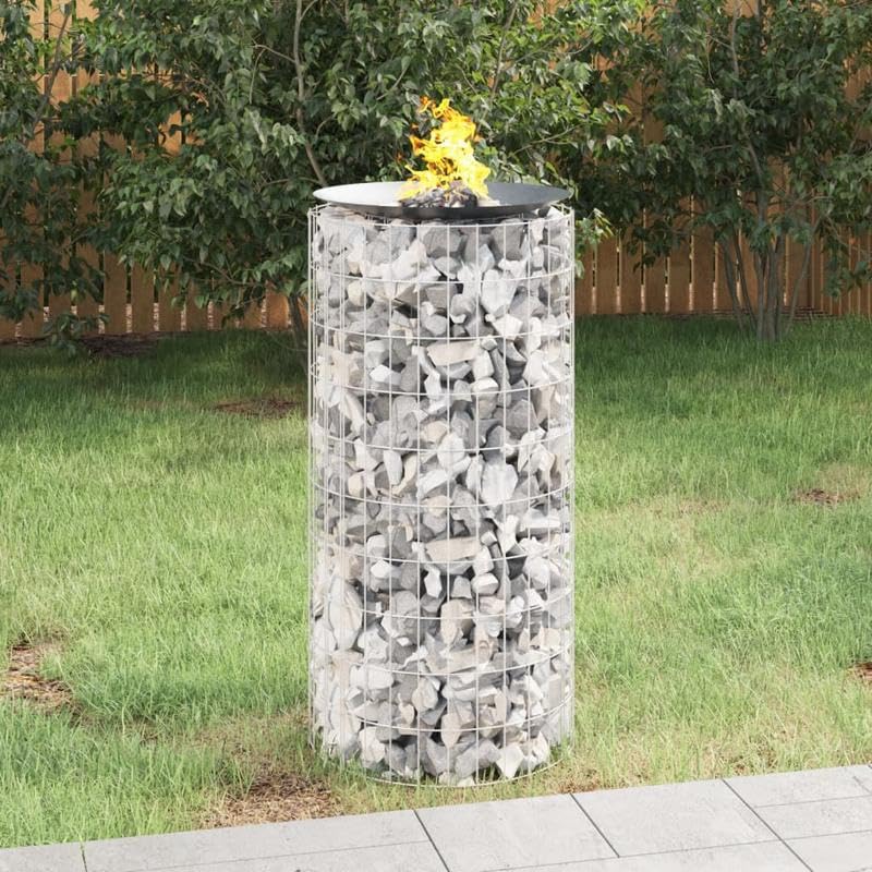 Eleganz Brasero de gavión de 50 cm de diámetro de hierro galvanizado, resistente para jardín, terraza o camping, duradero y fácil de limpiar