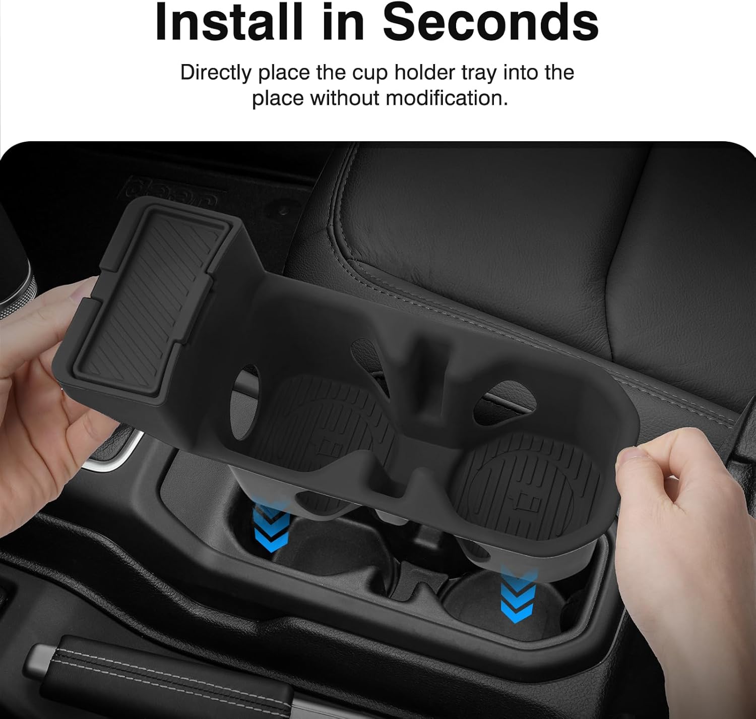Silicone Cup Holder Coaster Compatible with Jeep Wrangler JL JLU 4XE/ Gladiator JT 2018-2026 Accessories, Cup Holder Inserts with Small Coin Storage Box, Anti-Slip Cup Holder Mat Pad Liner