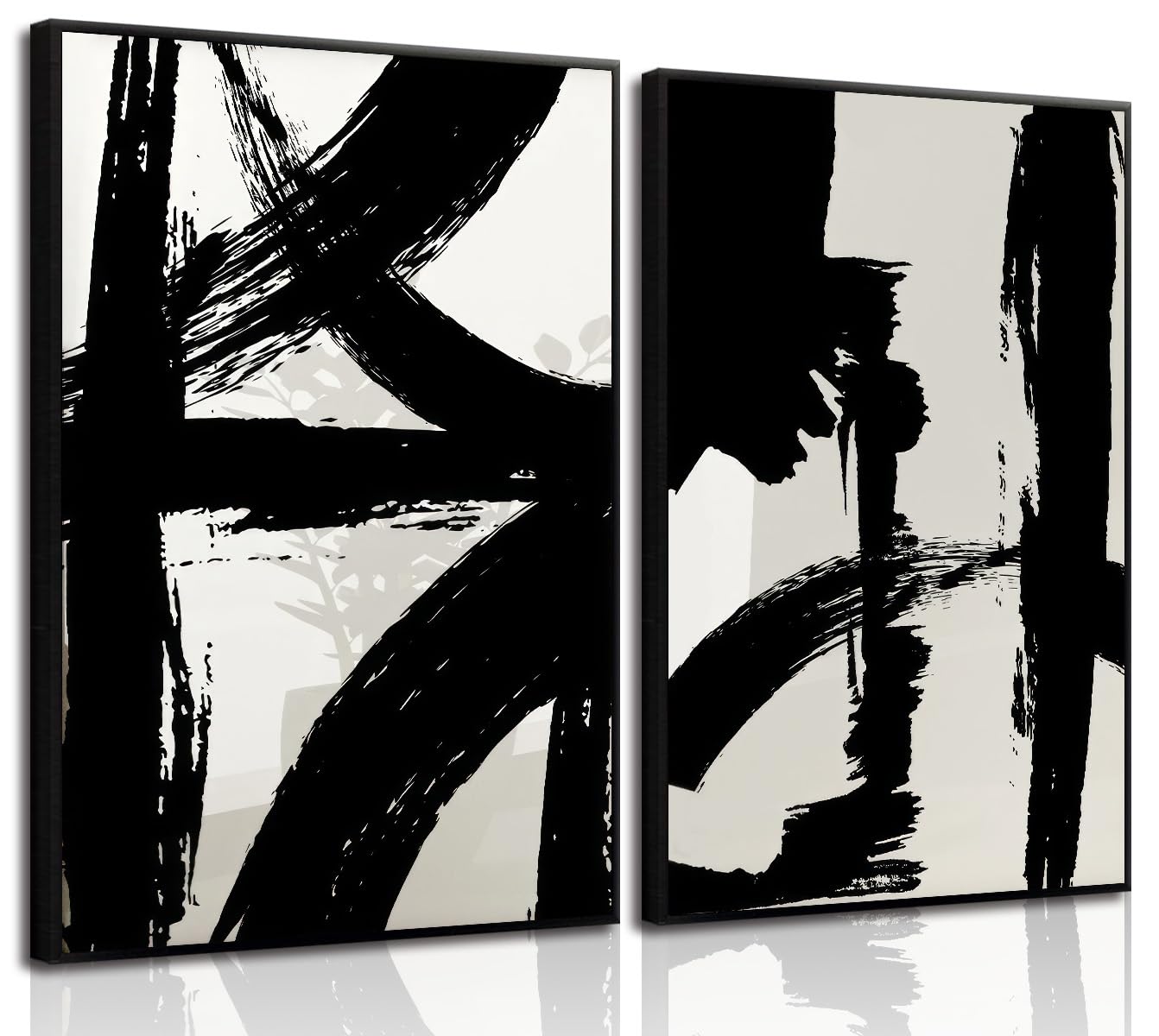 絵画 Empty strokes Amazon.com: Black and White Brush Stroke Wall Art Modern Abstract