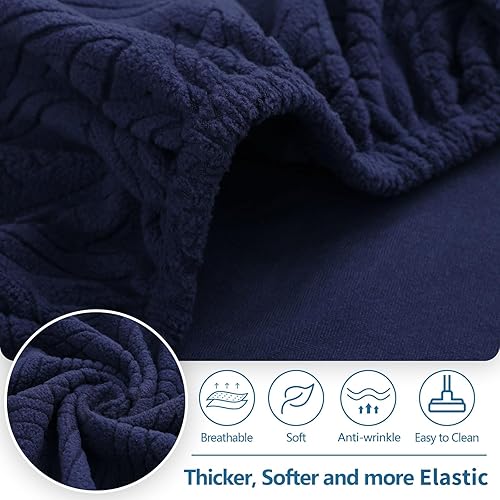 Miniatura 3 de hyha Fundas individuales para cojín de sofá, fundas elásticas lavables para sofá, funda deslizante para sofá de mascotas, para niños con parte Azul