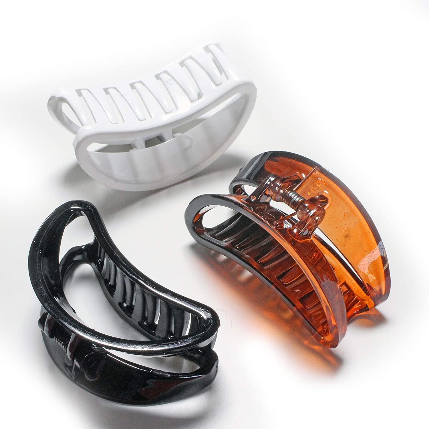 BLINE Multicolour Hair Butterfly Clip Curve Large Half Moon D Shaped Claw Clip for Girls & Women (Pack of 6,Multicolor)