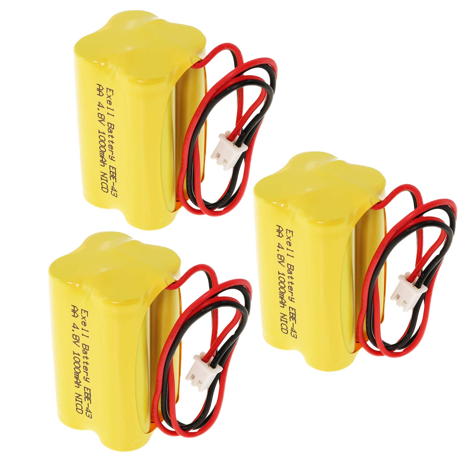 (3-Pack) 4.8V 1000mAh Emergency/Exit Lighting Battery Fits and Replaces Daybright BL93NC487 E-conolight E-XP2RBW Emergi-lite BL93NC487 Emerlight BL93NC487 ANIC1117 Unitech Systems D-AA500