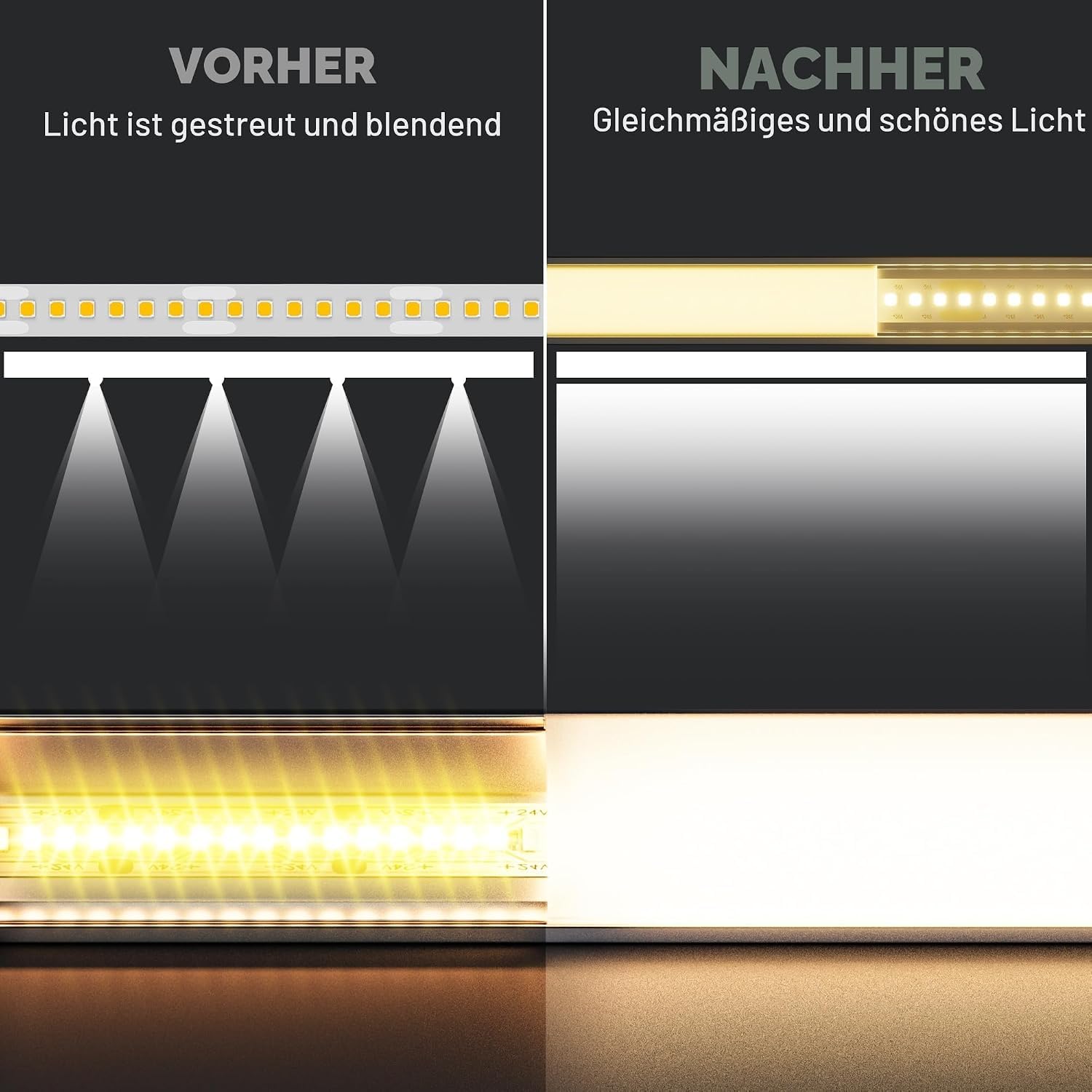 Profil aluminiowy do taśm LED, 2 m x 15 sztuk, 30 m, z matową pokrywą, wymiary 28 mm x 13,8 mm (otwór 64,2 mm), obsługuje taśmy LED o szerokości nieprzekraczającej 20,2 mm SP44