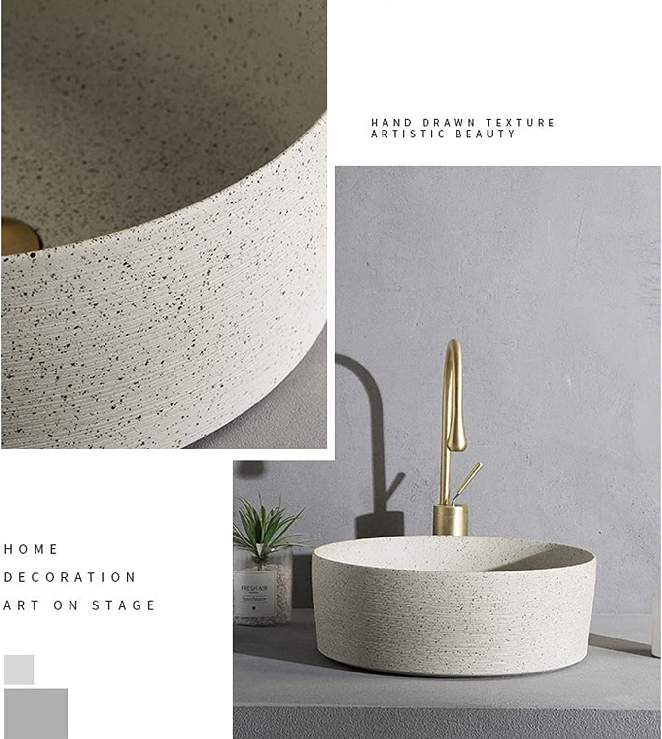 Ceramiczna Umywalka Łazienkowa, Umywalka Łazienkowa, Umywalka Nablatowa, Okrągła, Porcelanowa, Umywalka Nablatowa, Umywalka Artystyczna, Odpowiednia Do Łazienki W Domu,