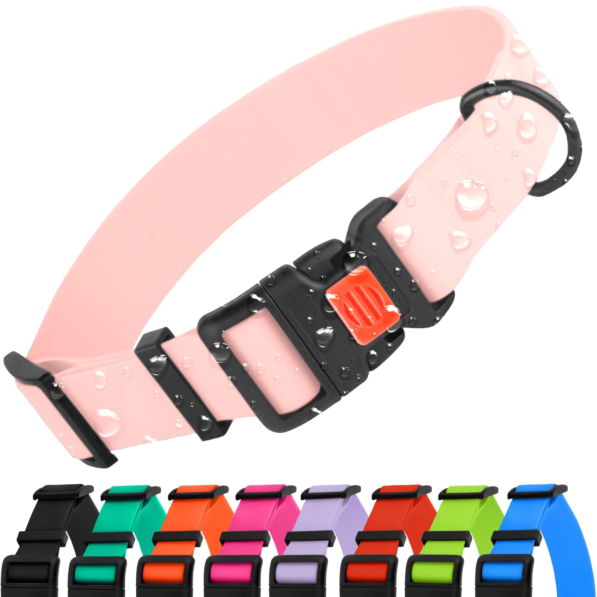 Photo 1 of CollarDirect Heavy Duty Waterproof Dog Collar, Baby Pink, 18-26"