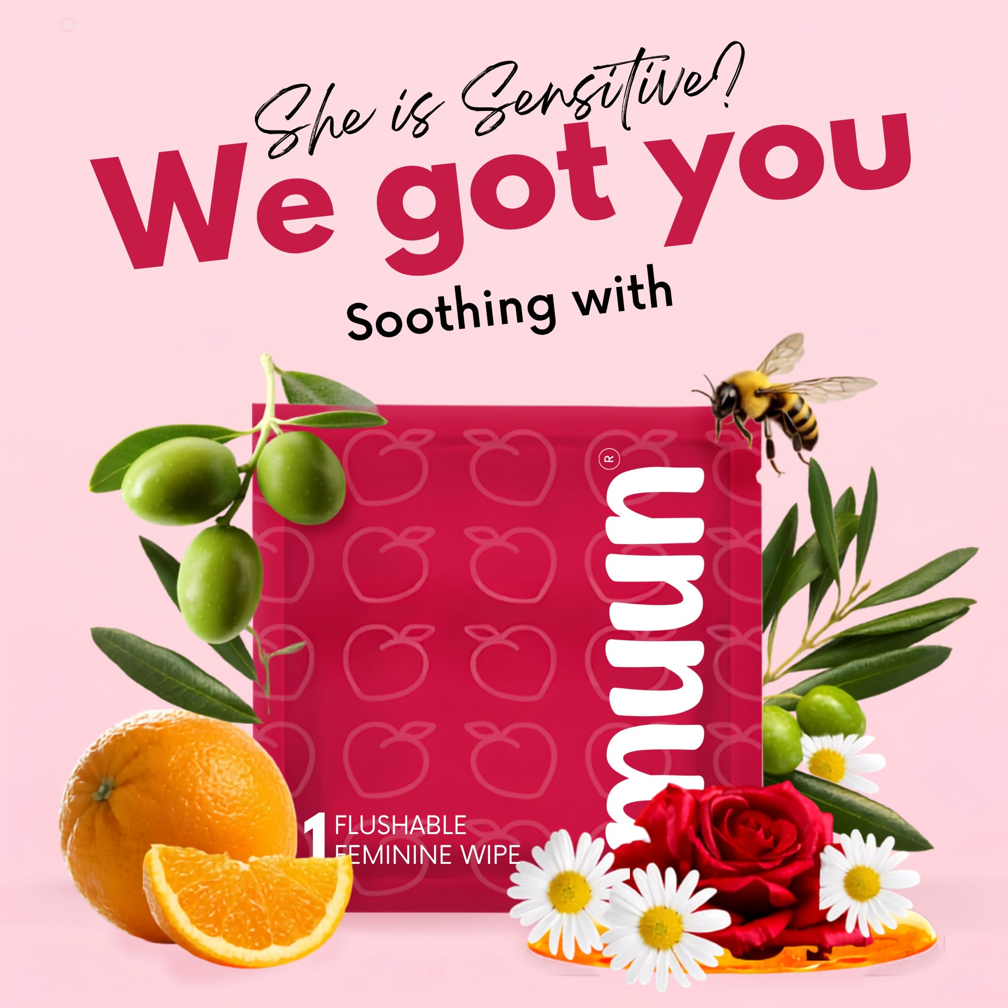 Wipes Feminine Fresh Reinigungstücher, spülbar, einzeln verpackt, feminine Reinigungstücher, reisefreundlich, pH-ausgewogen (50 Stück)