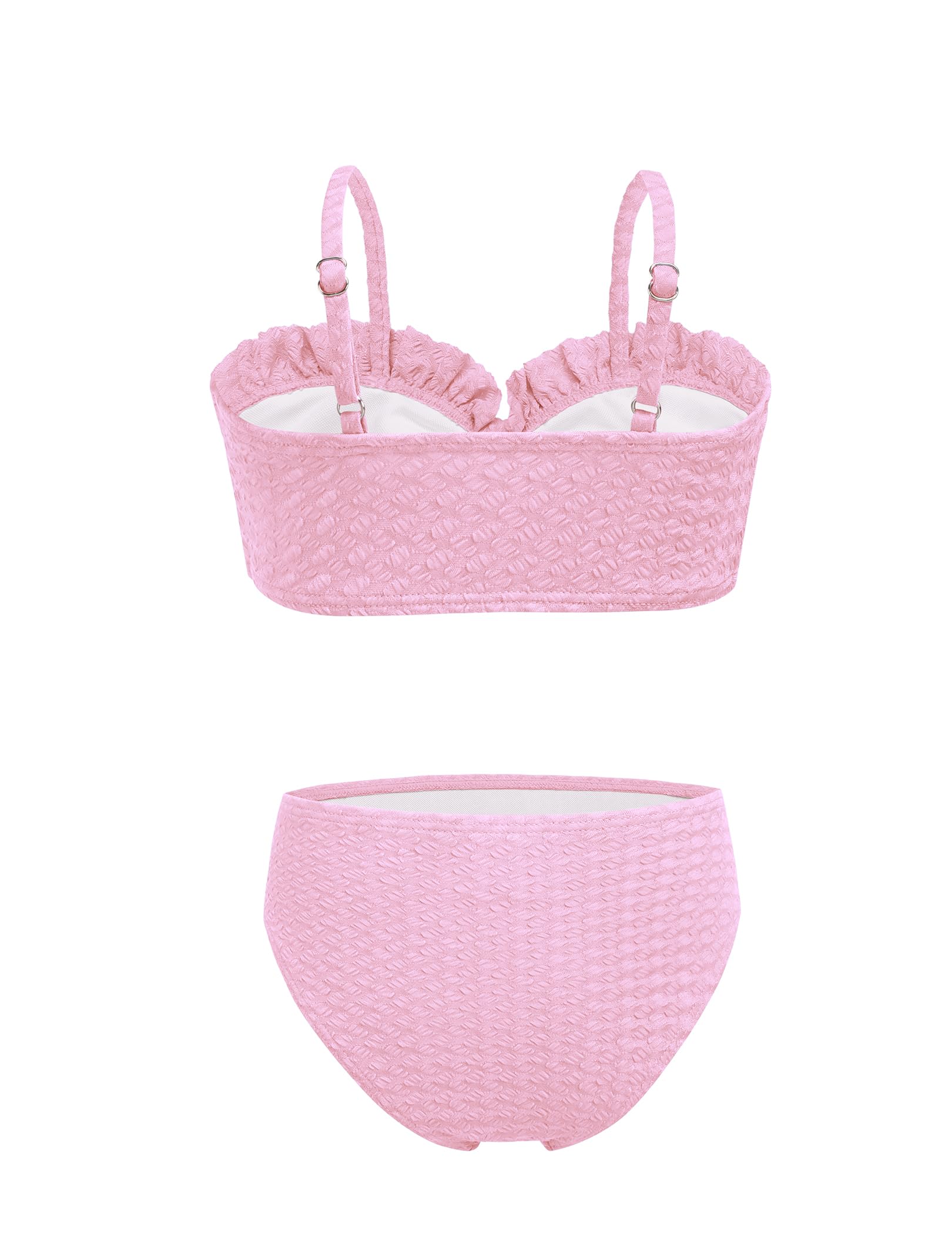 Arshiner Dziewczęcy 3-częściowy krawat z przodu Ruffle Trim zestaw bikini na lato moda kąpielowa top + spódnica + majtki, strój kąpielowy dla dzieci w wieku 5-14 lat
