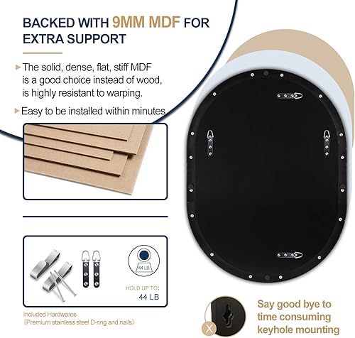 Miniatura 77 de ANDY STAR Espejo de baño de latón para pared, espejos ovalados dorados de 30 x 40 pulgadas para baño, espejos ovalados de latón, espejo