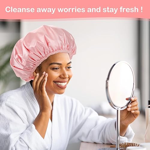 Reusable Shower Cap for Women - Waterproof Bath Cap