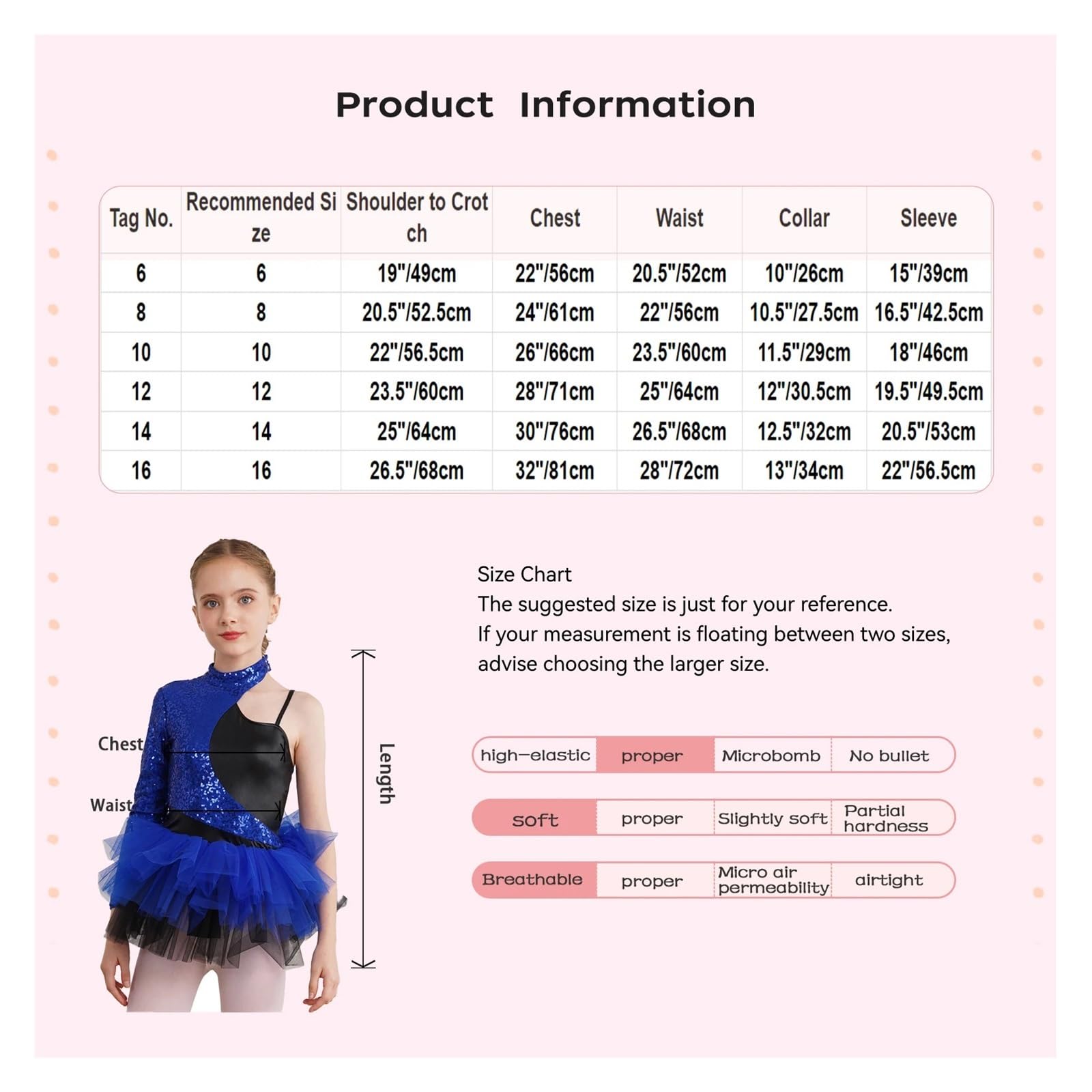Maillot patinaje artistico Vestido de lentejuelas brillantes for niñas, falda de tul con mangas asimétricas, leotardo de gimnasia, Ropa de baile for adolescentes, trajes de baile de Jazz for niños(Blu