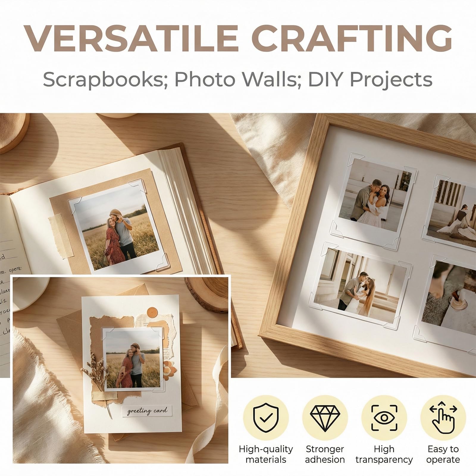 2448 Pezzi Angoli Adesivi per Foto, Angoli per Foto Autoadesivi, per Foto Fai da Te, Album Fotografici, Album di Ritagli, Scrapbooking, Diario, Parete Fotografica
