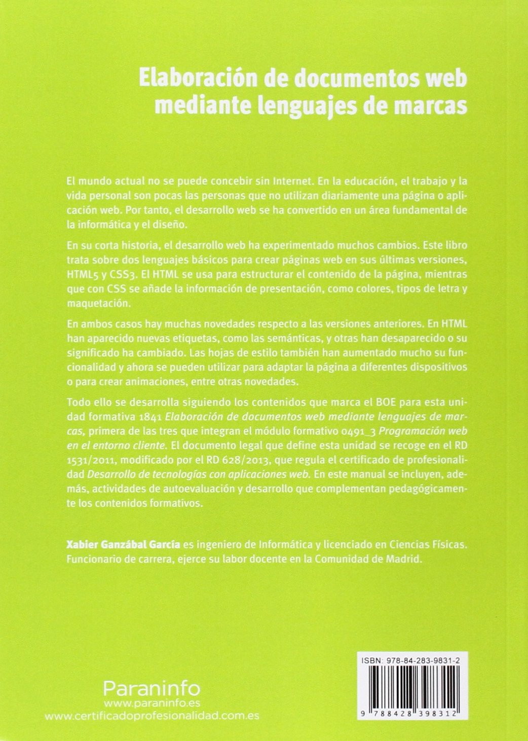 Elaboración de documentos web mediante lenguajes de marca (Informática y Comunicaciones)