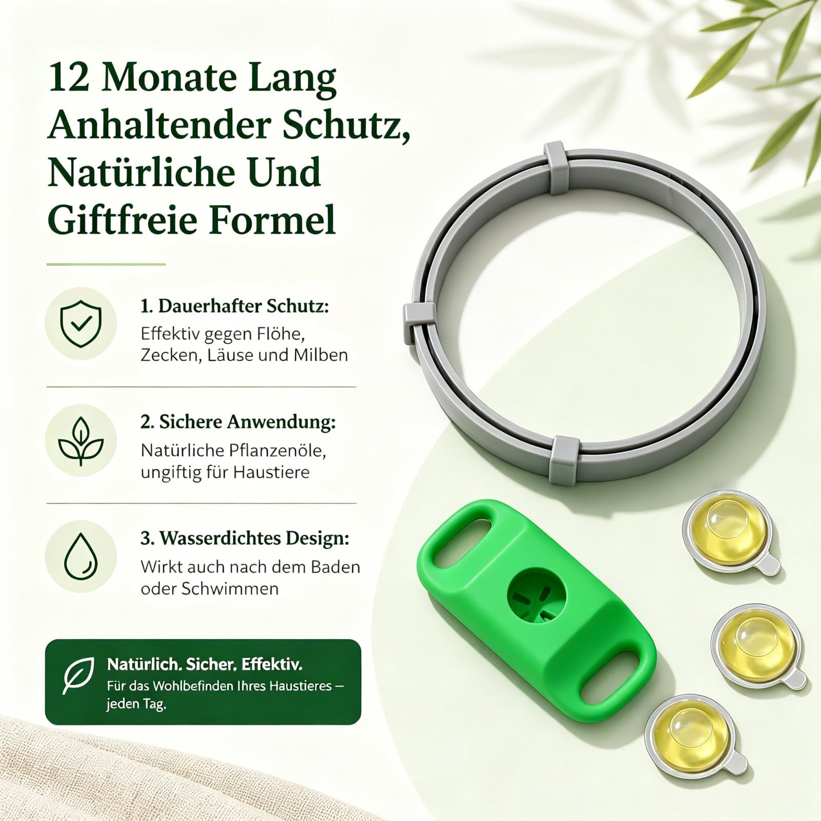 Ciondolo naturale per cani senza pulci e zecche, senza pesticidi chimici, clip protettiva vegetale con lento rilascio di profumo, per tutte le razze di cani (nero, 3 pezzi)