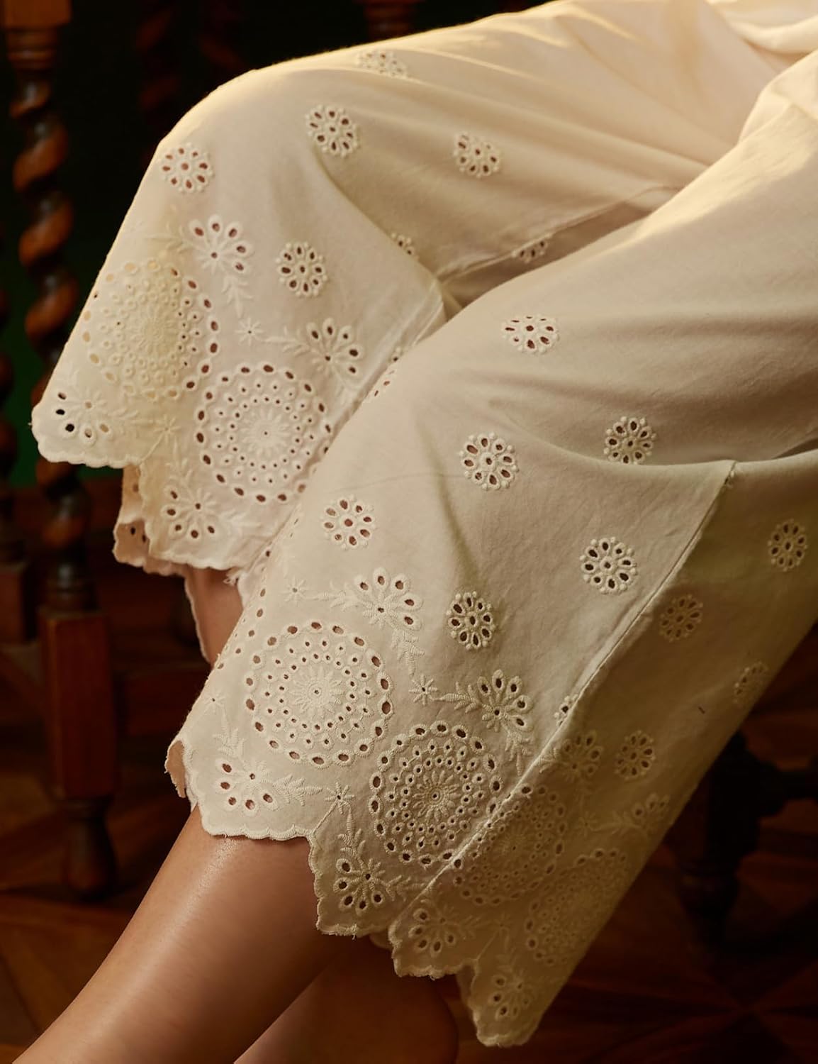 BEAUTELICATE Vintage Cotton Shorts Pettipants Culotte Slip Cropped Sleepwear Pants with Lace Edge - Image 4