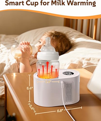 Miniatura 2 de Calentador de taza de café para escritorio, retención automática de calor con taza de vidrio de 10.1 fl oz, calentador inteligente de biberones 3 en