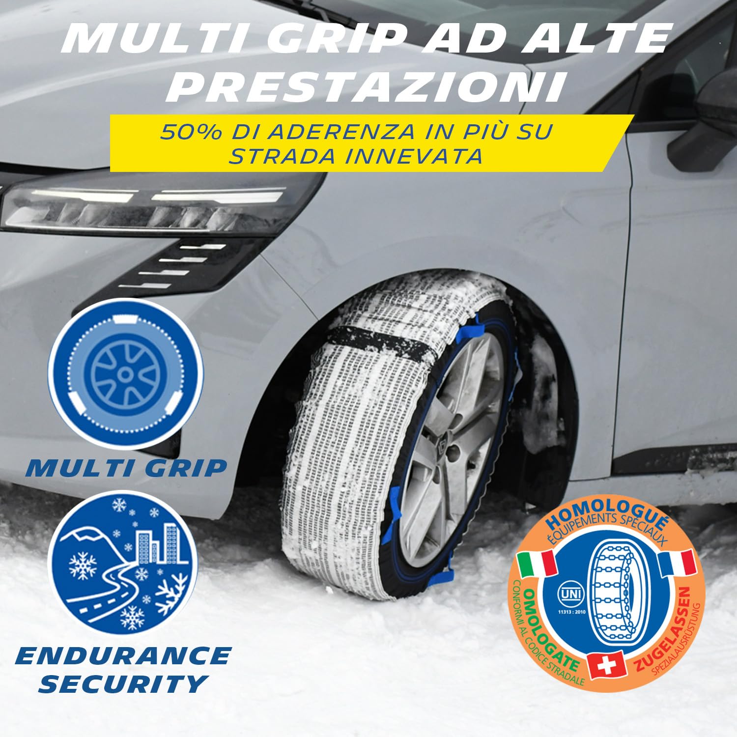 MICHELIN Calze da Neve SOS Grip Evolution SOS 5 - Omologate Italia Tessili Riutilizzabili - Montaggio Rapido 30 Secondi